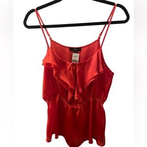 Iris Los Angeles Red Cami | Size Large | Ruffles | Cinched Waist‎ | New